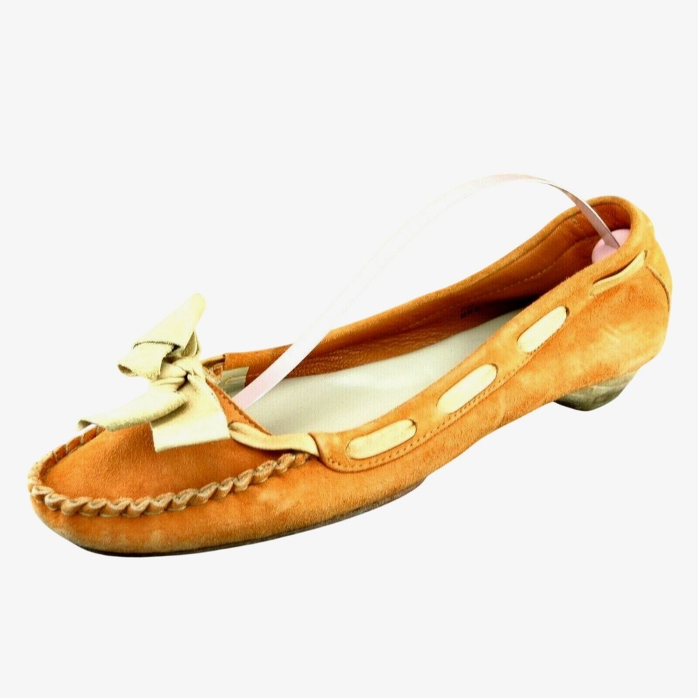 Bolo Size 7 M Round‎ Toe Orange Smoking Flats Leather Women 74289